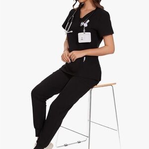 Women's Classic Black Scrub Set